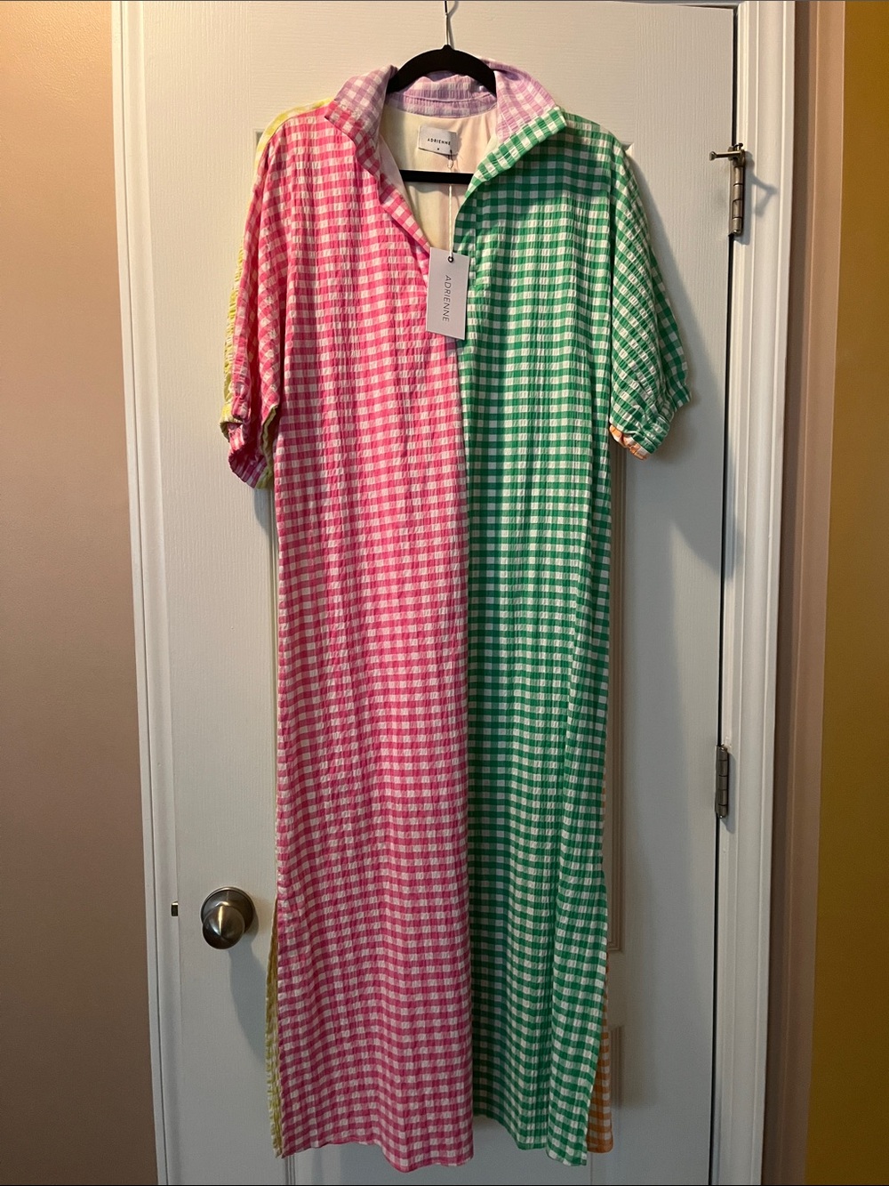 Women’s Adrienne Gingham Split-Colorblock  Multicolor Dress